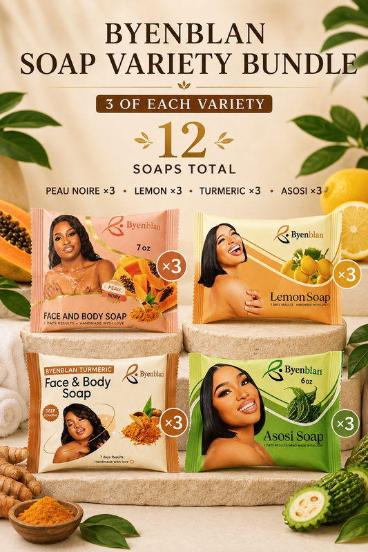 Byenblan Soap Variety Bundle 12 Pack Peau Noire Lemon Turmeric Asosi