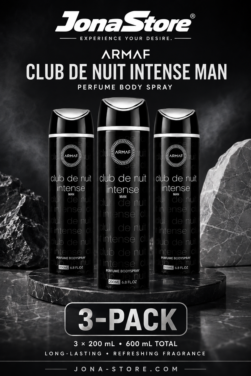Armaf Club de Nuit Intense Man Perfume Body Spray 200ml 3-Pack 6.8 oz Each