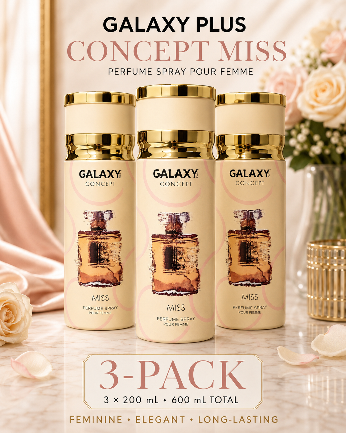 Galaxy Plus Concept Miss Perfume Spray Women 200ml 3-Pack 6.7 fl oz Each
