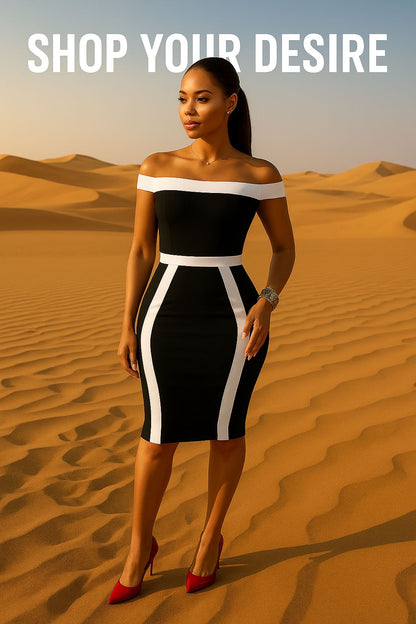 European Station Sexy Off-the-shoulder Slim-fit Sheath Dress