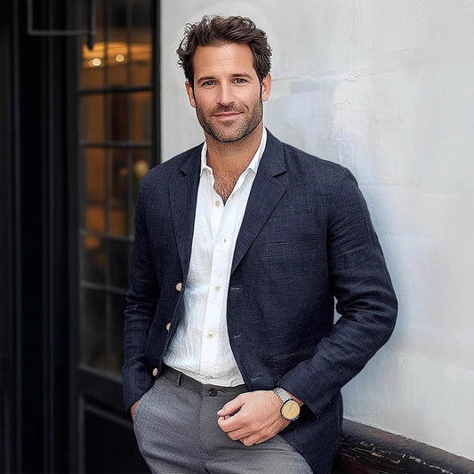 Men's Jacket Casual Cotton And Linen Suit