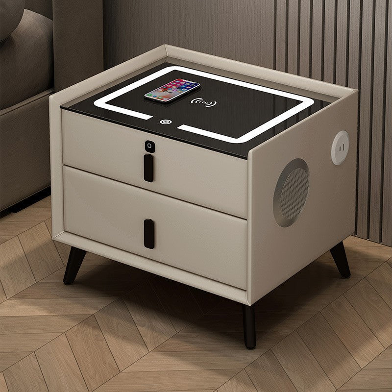 Smart Bedside Table Solid Wood Simplicity Wireless Charging Bedside Cabinet