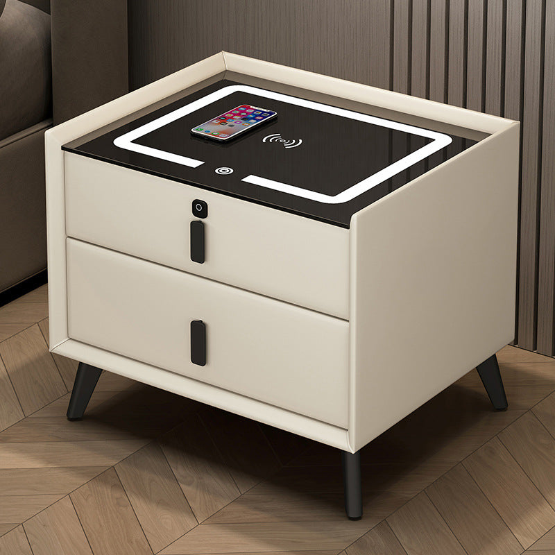 Smart Bedside Table Solid Wood Simplicity Wireless Charging Bedside Cabinet