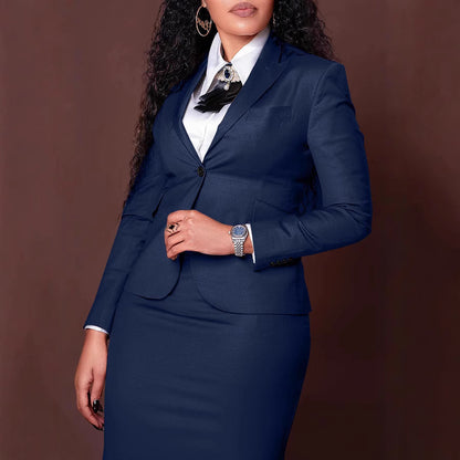 European And American Fashion Business Composite Long Sleeve Suit Hip Skirt Suit