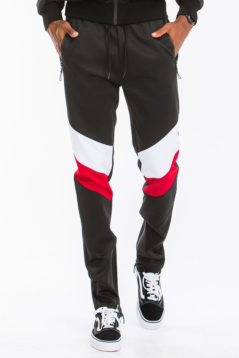Men’s Two-Piece Track Set with Zip Hoodie & Joggers – Colorblock Athletic Outfit