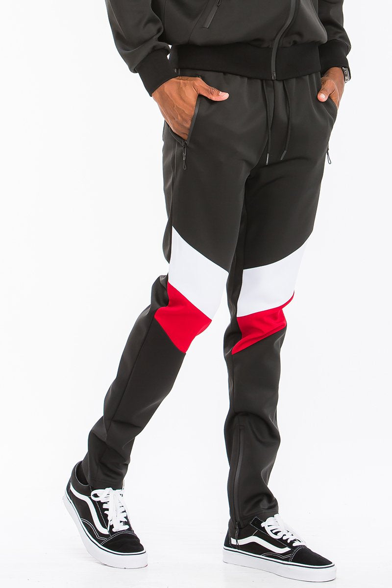 Men’s Two-Piece Track Set with Zip Hoodie & Joggers – Colorblock Athletic Outfit