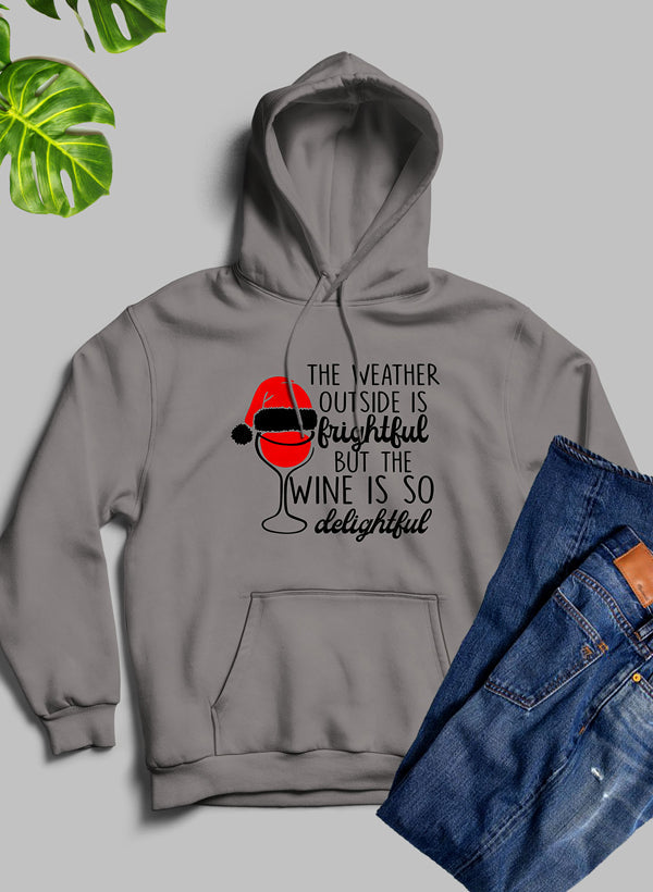 Holiday “Weather Outside is Frightful” Graphic Hoodie – Cozy Fleece Lining, Adjustable Hood