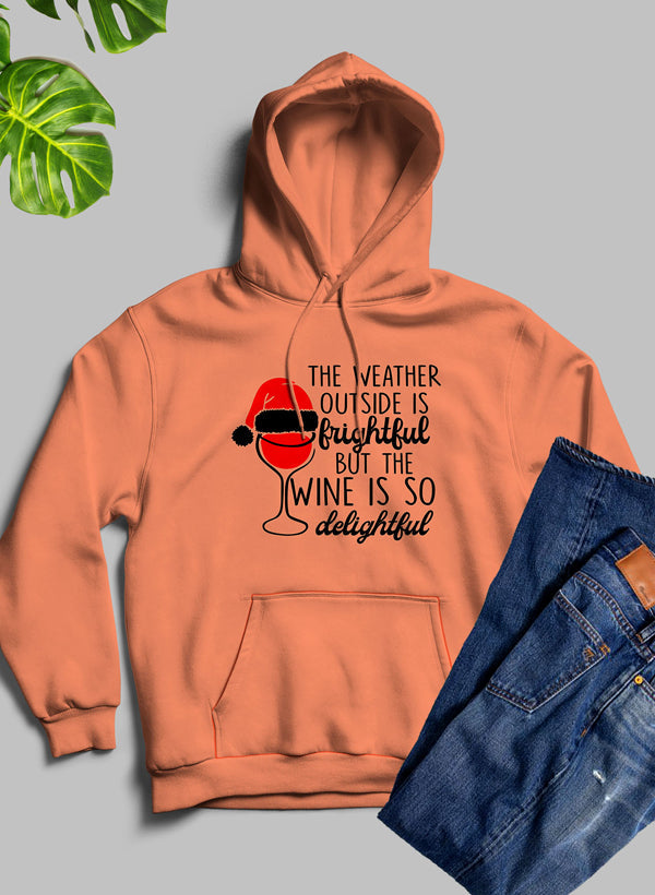 Holiday “Weather Outside is Frightful” Graphic Hoodie – Cozy Fleece Lining, Adjustable Hood