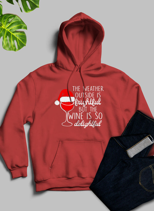 Holiday “Weather Outside is Frightful” Graphic Hoodie – Cozy Fleece Lining, Adjustable Hood