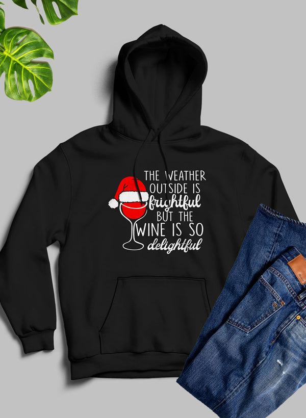 Holiday “Weather Outside is Frightful” Graphic Hoodie – Cozy Fleece Lining, Adjustable Hood