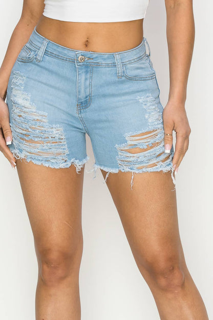 S-2102 2108 2109 HIGH WAISTED SUPER-STRETCH DENIM SHORTS