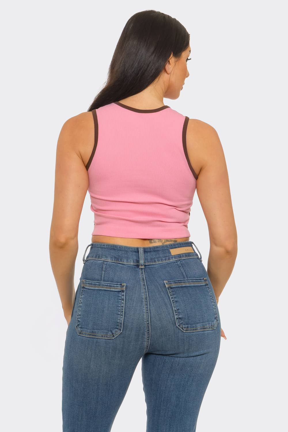 Seamless "New York" Screen Print Side Stripes Top