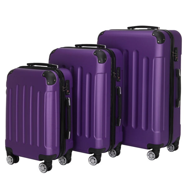 3-in-1 ABS Luggage Set – Lightweight, Durable Travel Suitcase Trio with Large Capacity & Heavy-Duty Handles (Purple)