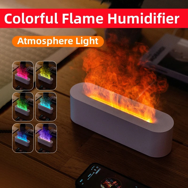 NEW Flame Aroma Diffuser Air Humidifier Ultrasonic Cool Mist Maker Fogger Led Essential Oil Lamp Realistic Fire Difusor