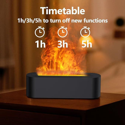 NEW Flame Essential Oil Diffusers, Upgrade 7 Colour Lights Aromatherapy Diffuser, Oil Diffuser, Air Humidifier, Aroma Diffusers For Home, Bedroom, Office, Yoga, Timer &amp; Waterless Auto Off 150ml