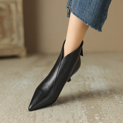 NEW Pointed Toe Kitten Heel Short Boots For Women