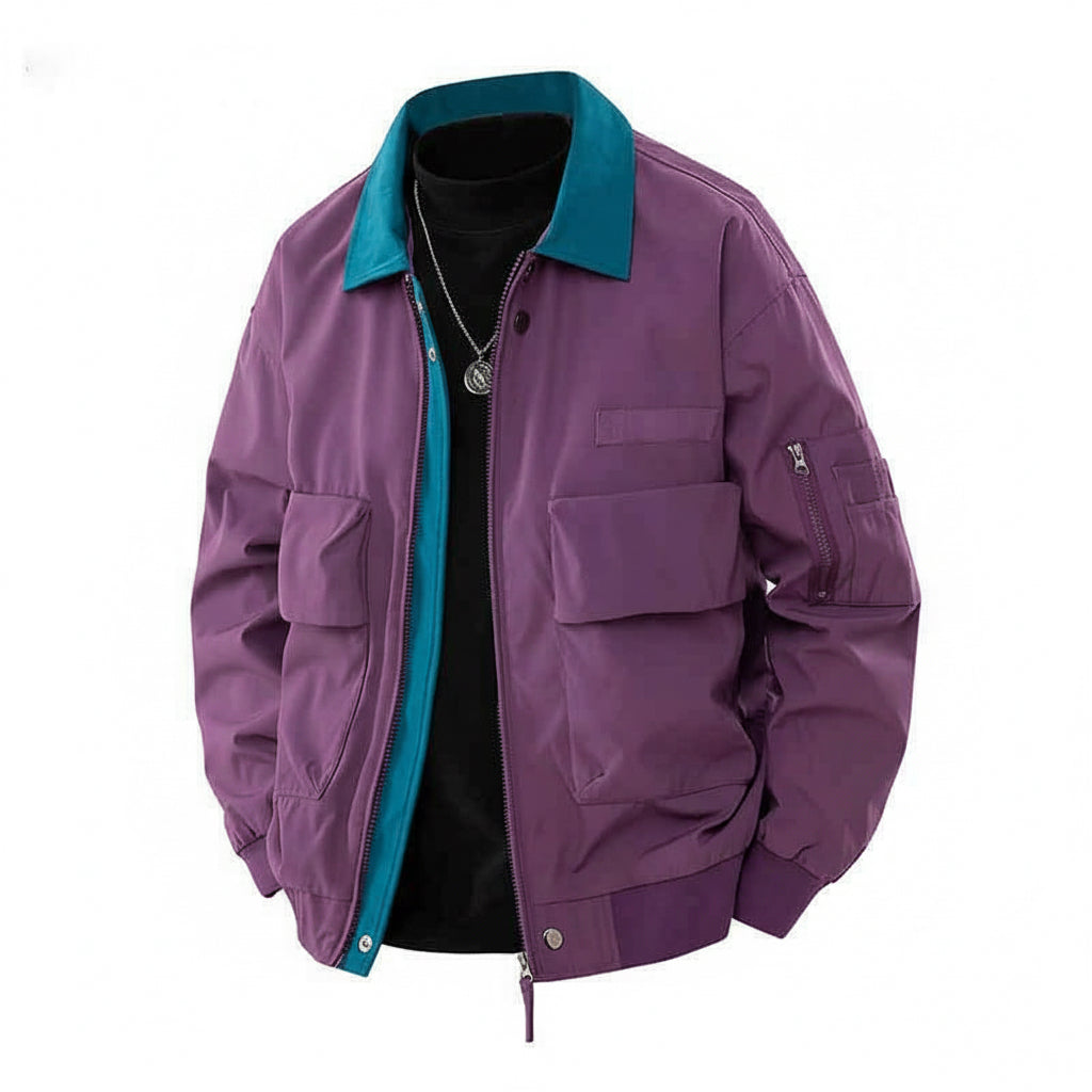 Men’s Lightweight Casual Zip-Up Jacket – Long Sleeve Stand Collar Windbreaker Coat (M–4XL)