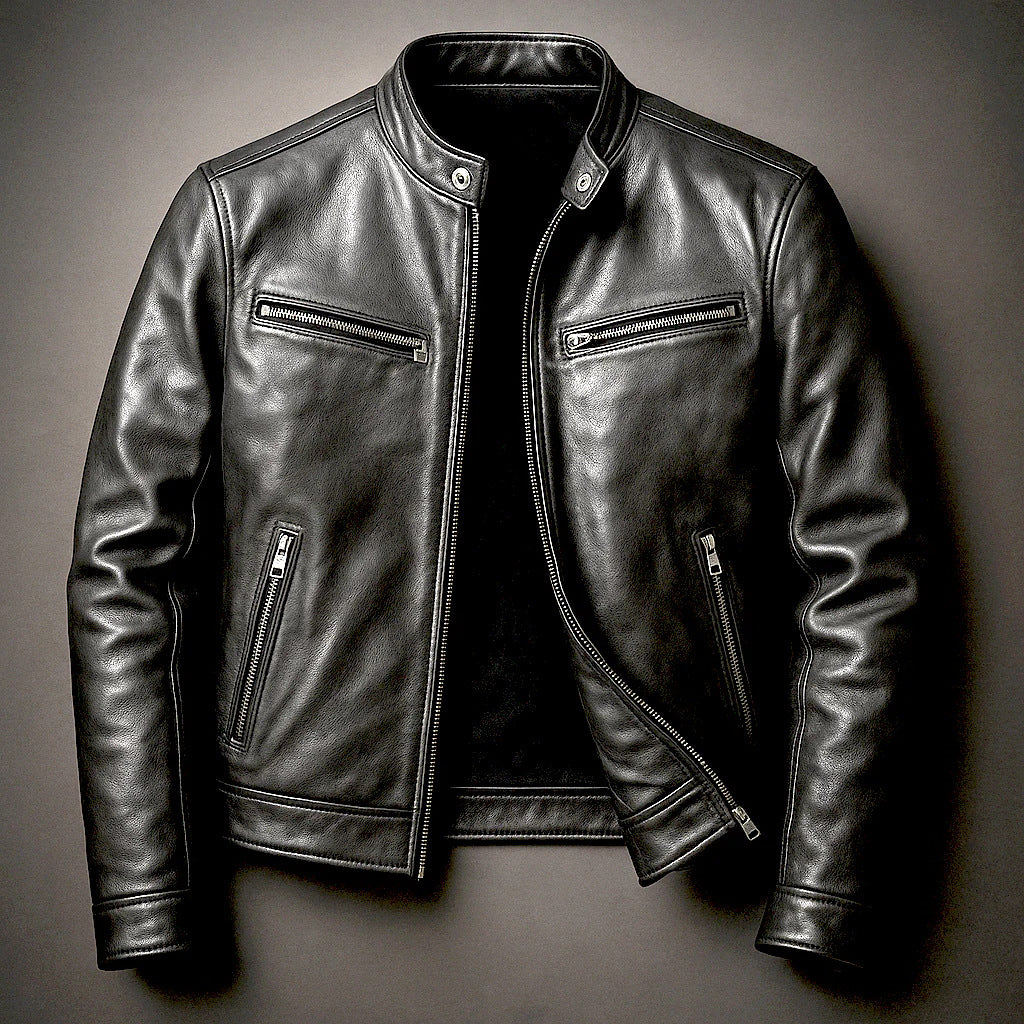 Men’s PU Faux Leather Jacket – Classic Regular-Fit Moto Style Coat (S–3XL)
