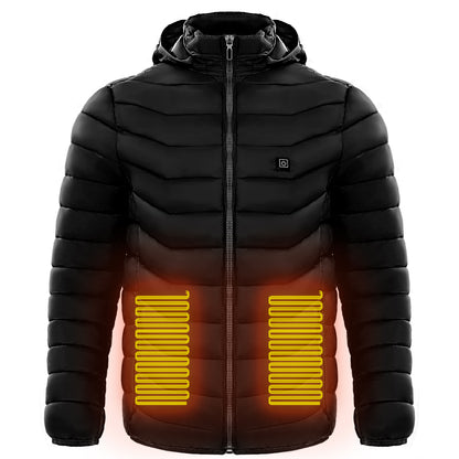 NEW Men Heated Puffer Jacket Electric Heating Coat Insulated Hood Windbreaker 9Heat Zones