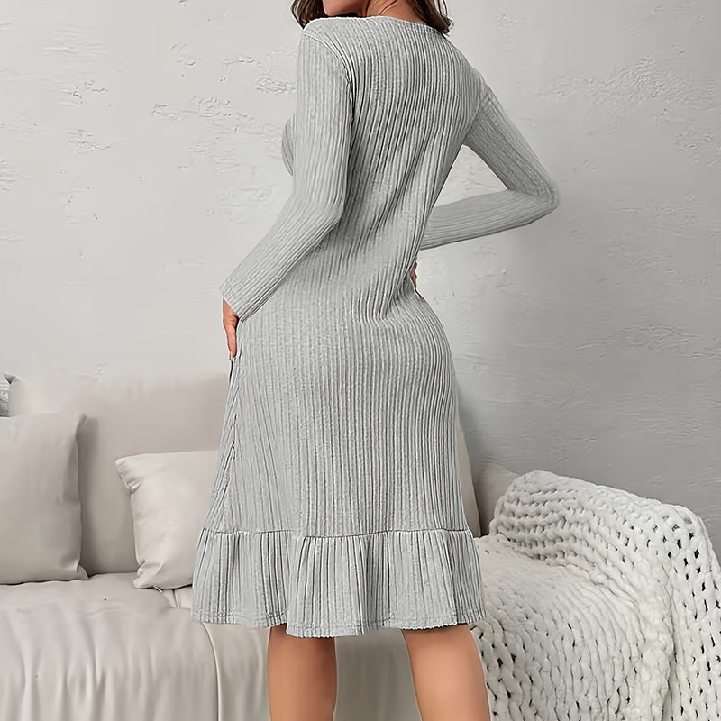 Women's V-Neck Bodycon Midi Dress - 2025 Spring Fall Long Sleeve Button Down Elegant Dress