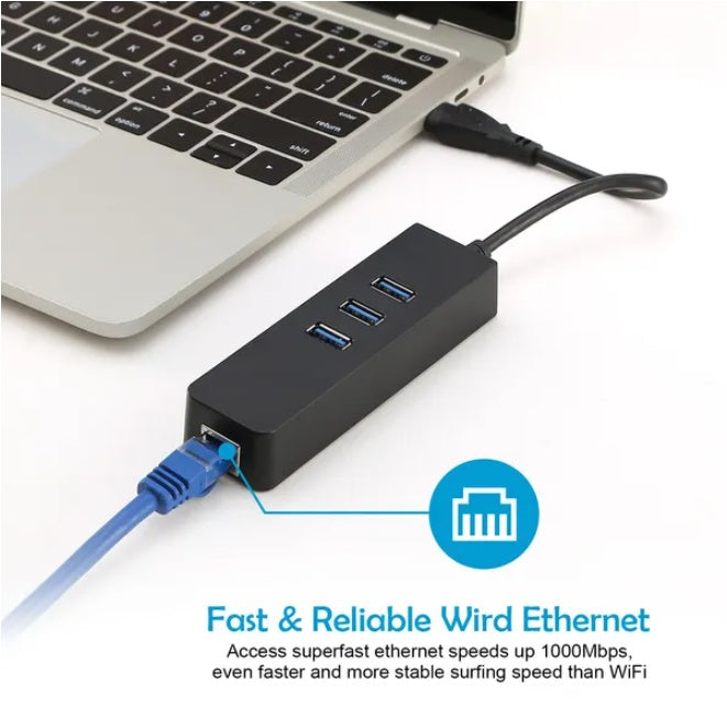 3-Port USB 3.0 Hub Gigabit Ethernet Adapter