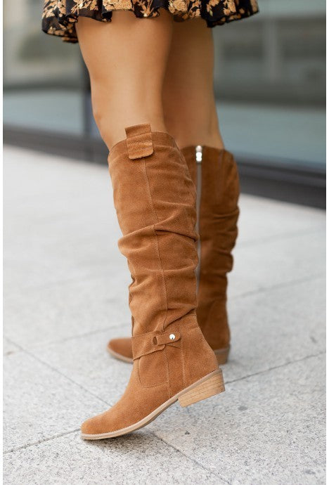 NEW Autumn And Winter Low Heel Side Zipper Suede Women&