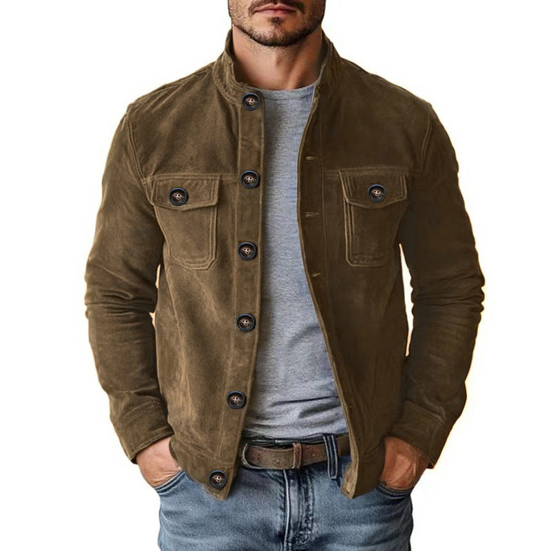 Men’s Faux Suede Jacket — Slim Fit Vintage Style