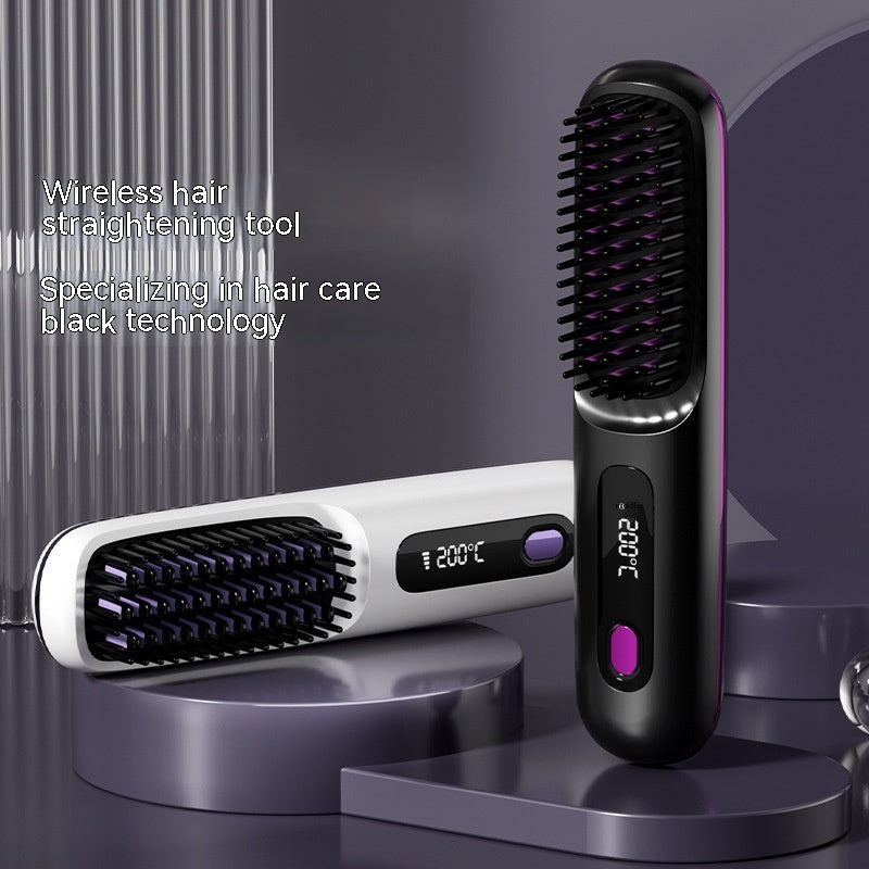 NEW LCD USB Charging Ceramic Heating Electric Comb Hair Straightener