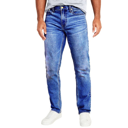 Mens Flex Stretch Slim Straight Jeans Classic Denim Menswear