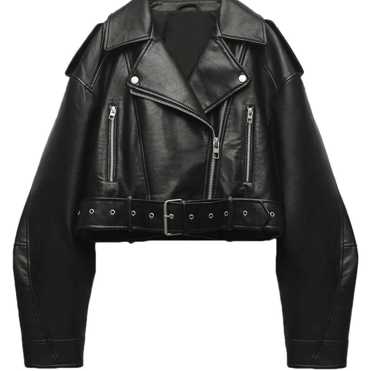 NEW Fashionable Washed Faux Leather Motorcycle PU Zipper Jacket