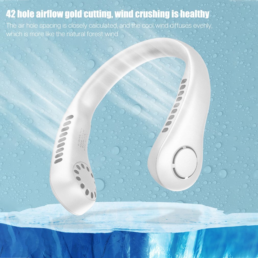 NEW Mini Hanging Handheld Leafless Hanging Neck Fan Portable Silent Outdoor Usb Charging Super Long Life Portable Cooling Lazy Small Fan