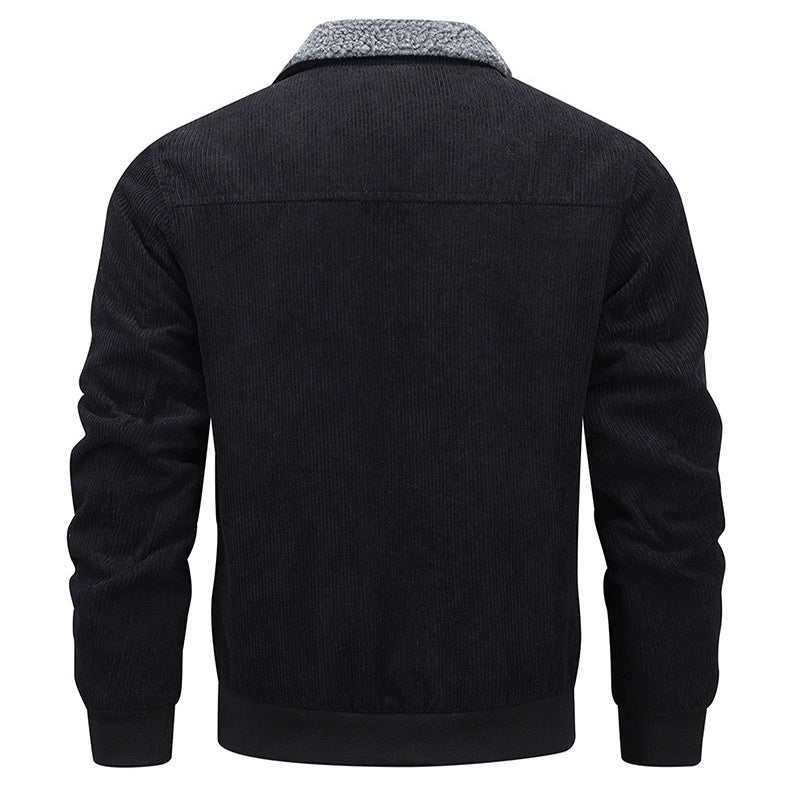 NEW Winter Lapel Fleece Jacket With Pockets Warm Thicken Cotton Coat Men&