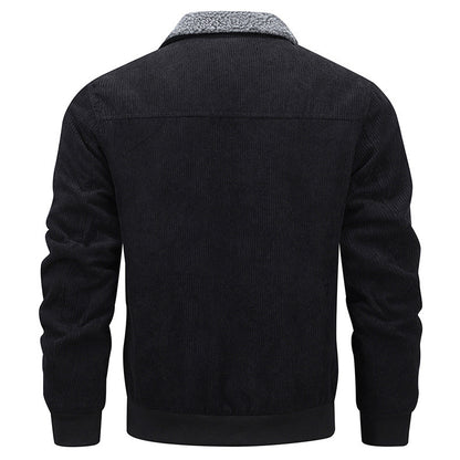 NEW Winter Lapel Fleece Jacket With Pockets Warm Thicken Cotton Coat Men&