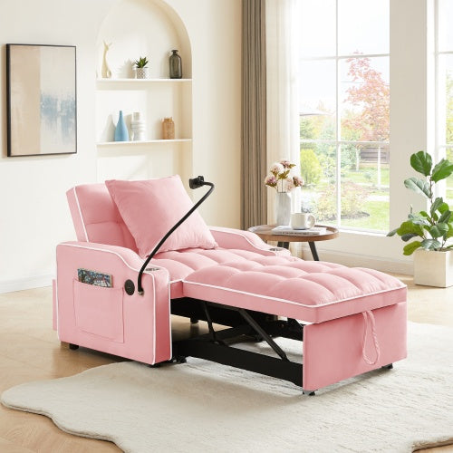 NEW 3-in-1 Sofa Bed, Convertible Sleeper Chair Sofa Bed Adjustable Pull Out Sleeper Chair Bed Multi-Pockets Folding Sofa Bed For Living Room Bedroom Small Space