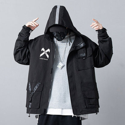 Autumn and winter work reflective jacket loose and handsome hooded stormsuit - JonaStore