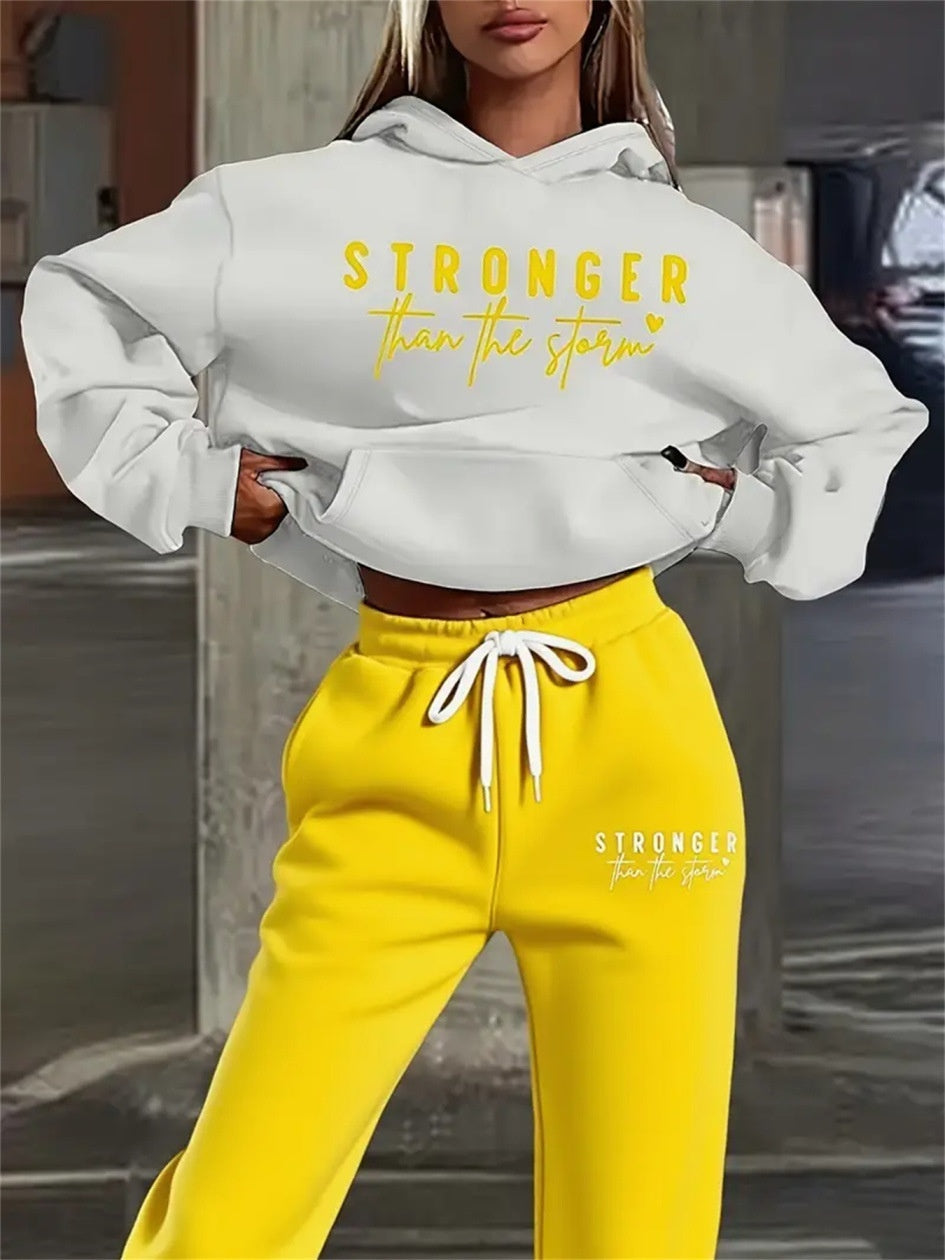 Women's Letter Print 2-Piece Outfit – Top & Pants Set