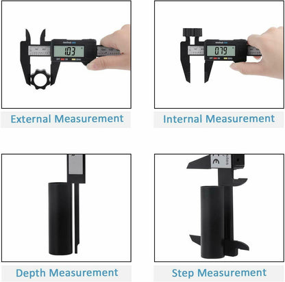 NEW Digital Caliper Electronic Gauge Carbon Fiber Vernier Micrometer Ruler 150mm 6