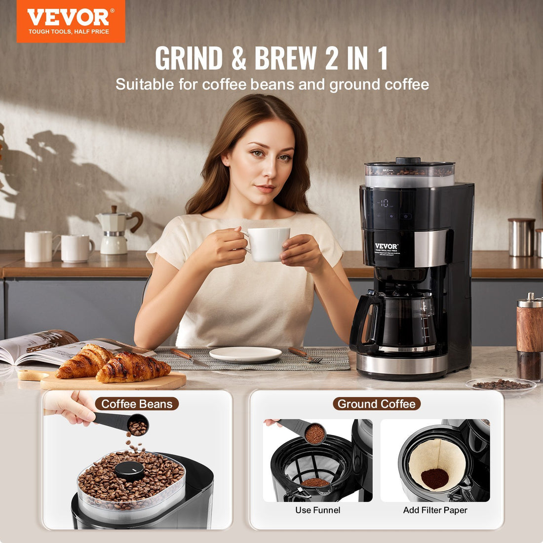 NEW Coffee Maker Drip Coffee Machine With 3 Brew Strength Control