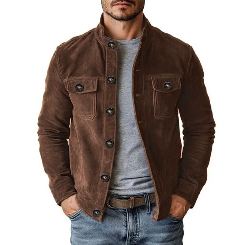 Men’s Faux Suede Jacket — Slim Fit Vintage Style