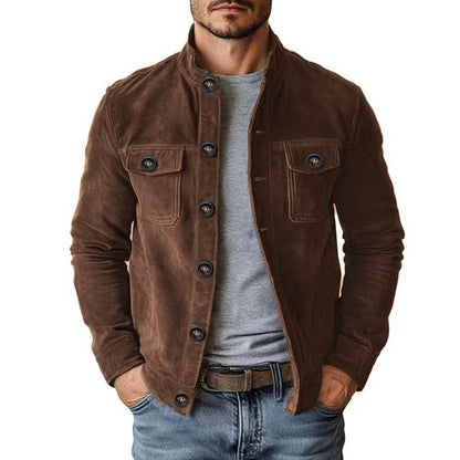 Men’s Faux Suede Jacket — Slim Fit Vintage Style