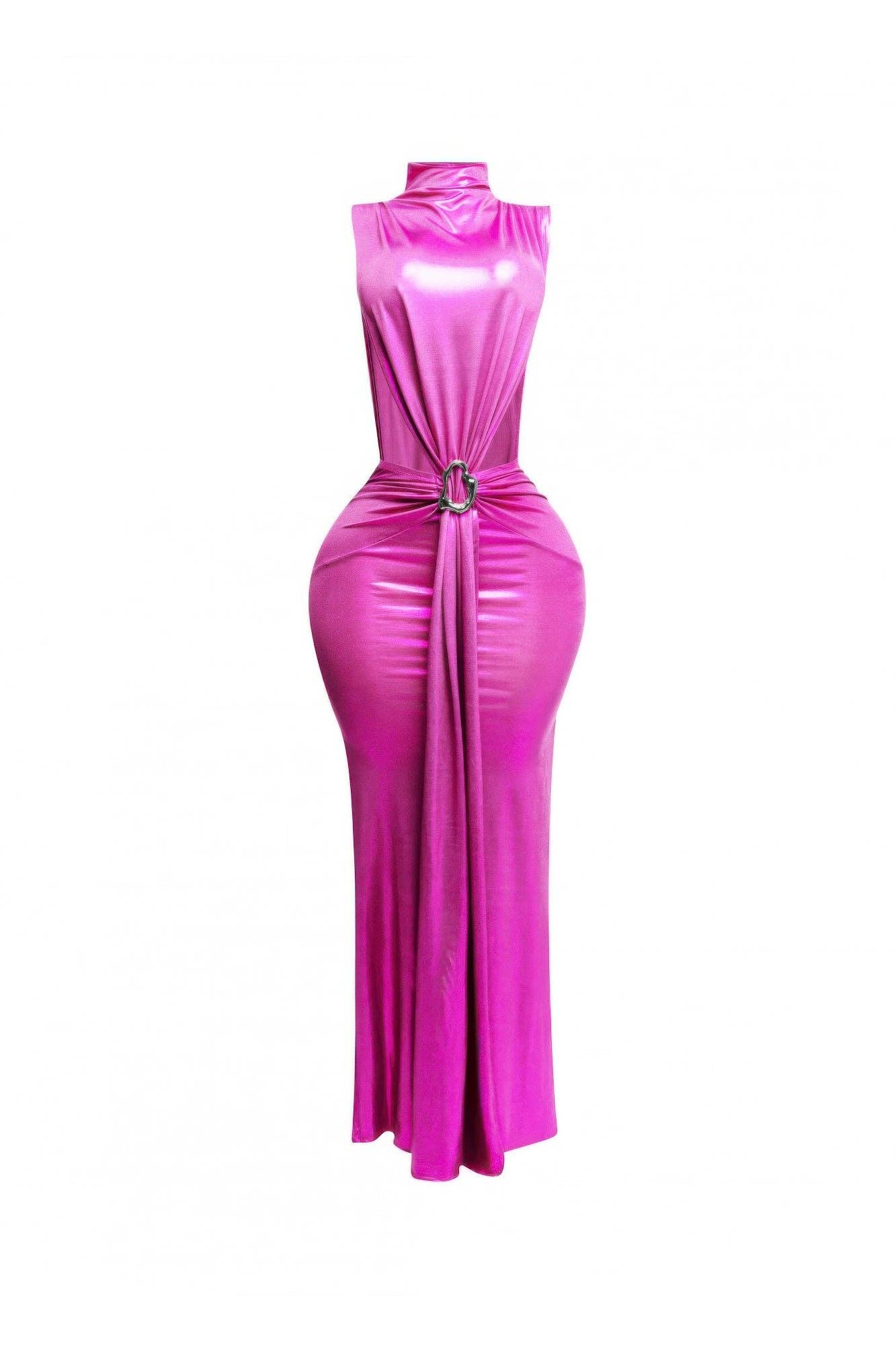 Mock Neck And Tied Waist Dress