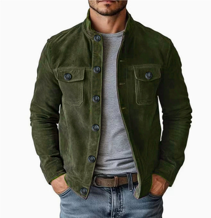 Men’s Faux Suede Jacket — Slim Fit Vintage Style