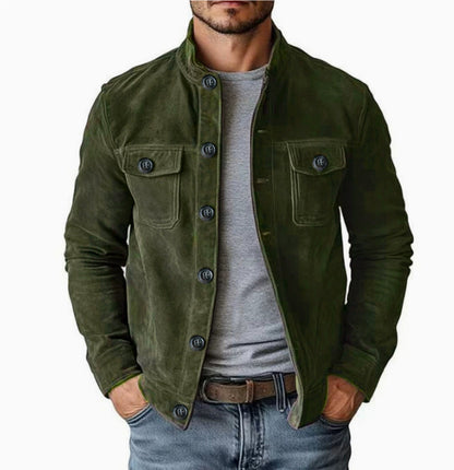 Men’s Faux Suede Jacket — Slim Fit Vintage Style