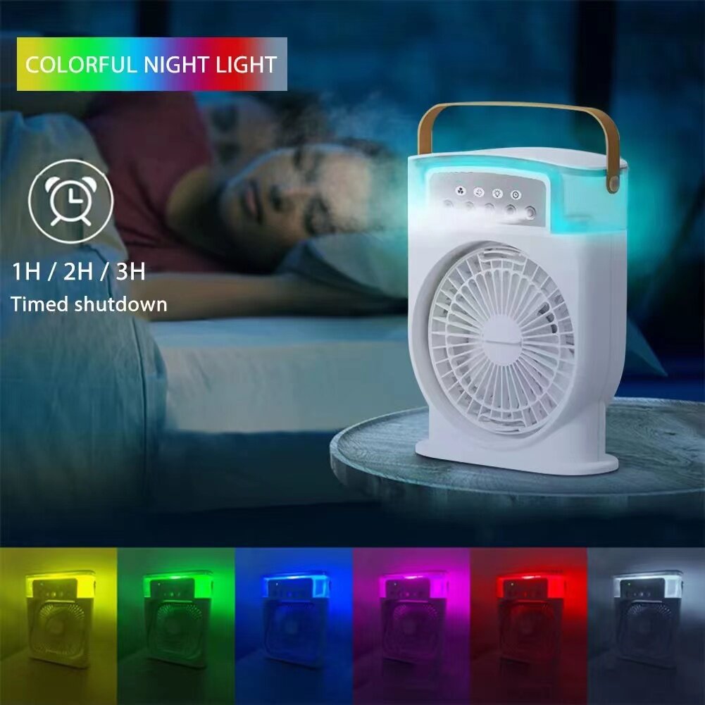 New Portable USB Air Conditioner Cooling Fan With 5 Sprays 7 Color Light 600ML Water Tank Spray Mist Air Cooler Humidifiers