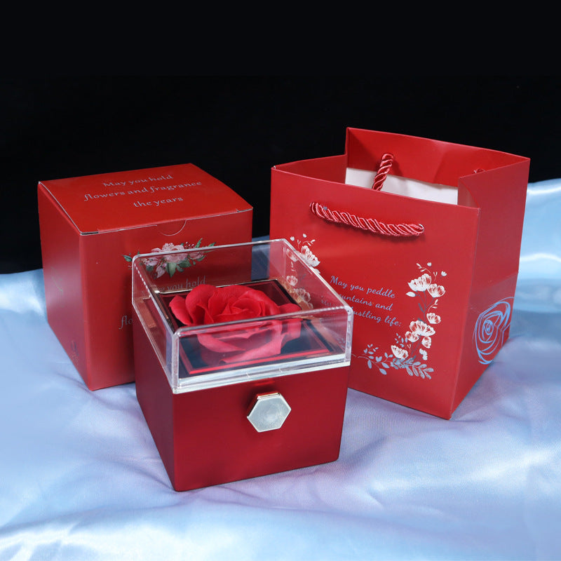 Rotating Soap Flower Rose Gift Box Creative Rotating Rose