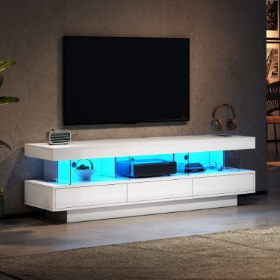 (uk CUSTOMERS) TV Stand Cabinet High Gloss TV Stand Unit With LED Lights 160CM,