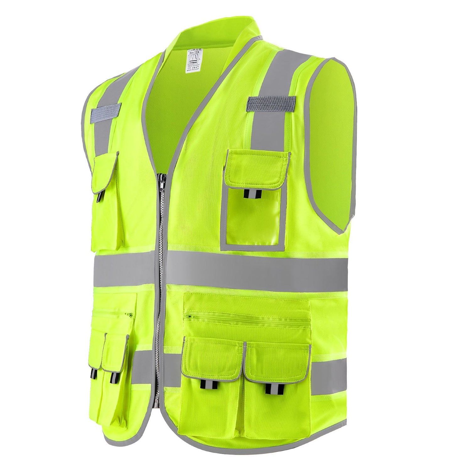 Safety Vest Reflective Yellow Work Vest With 10 Pockets For Men And Women