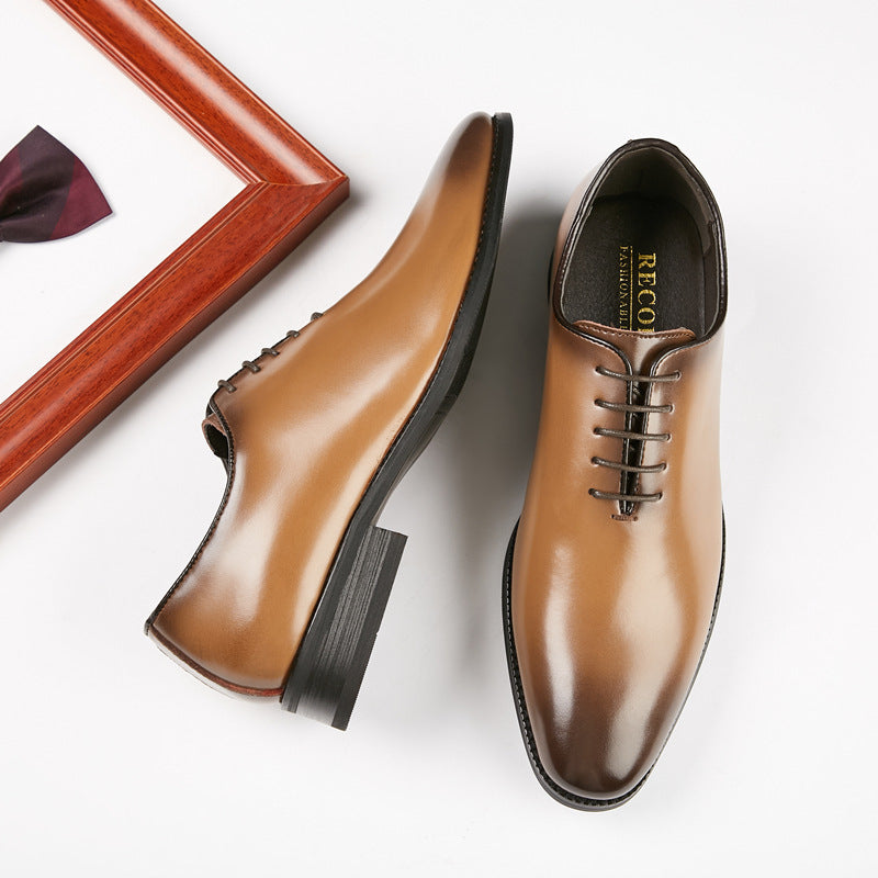 New Leather Hand-polished Business Shoes Men's Formal Wear Lace-up Shoes For Young Gentlemen