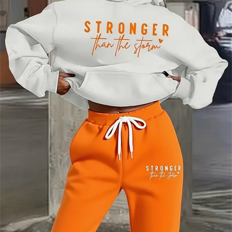 Women's Letter Print 2-Piece Outfit – Top & Pants Set