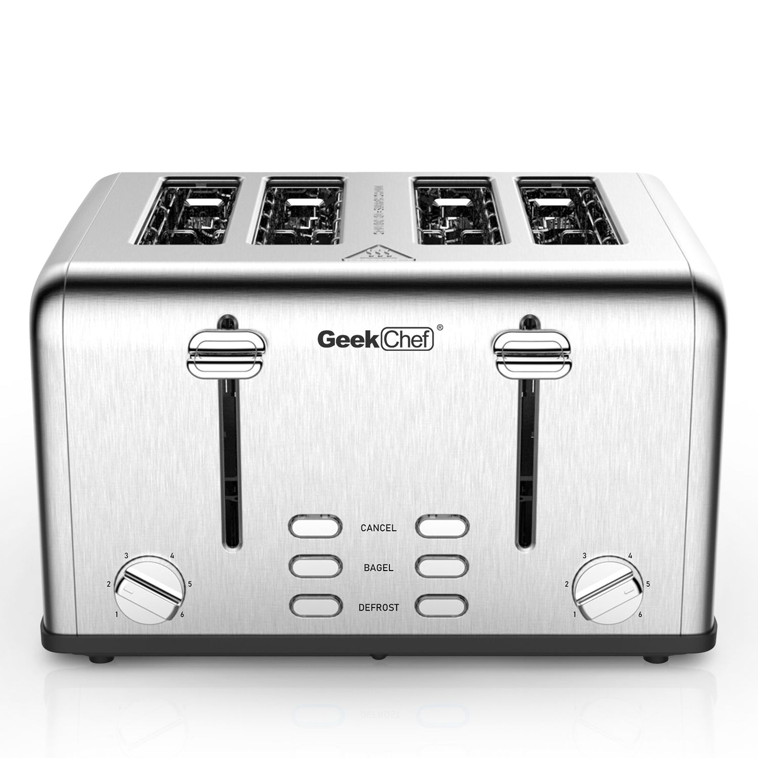 NEW Toaster 4 Slice, Geek Chef Stainless Steel Extra-Wide Slot Toaster With Dual Control Panels Of Bagel,Defrost,Cancel Function,Ban Amazon